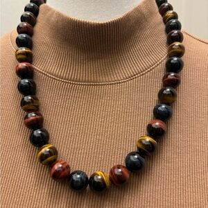 Tiger Eye Stone Sterling Necklace & Ring